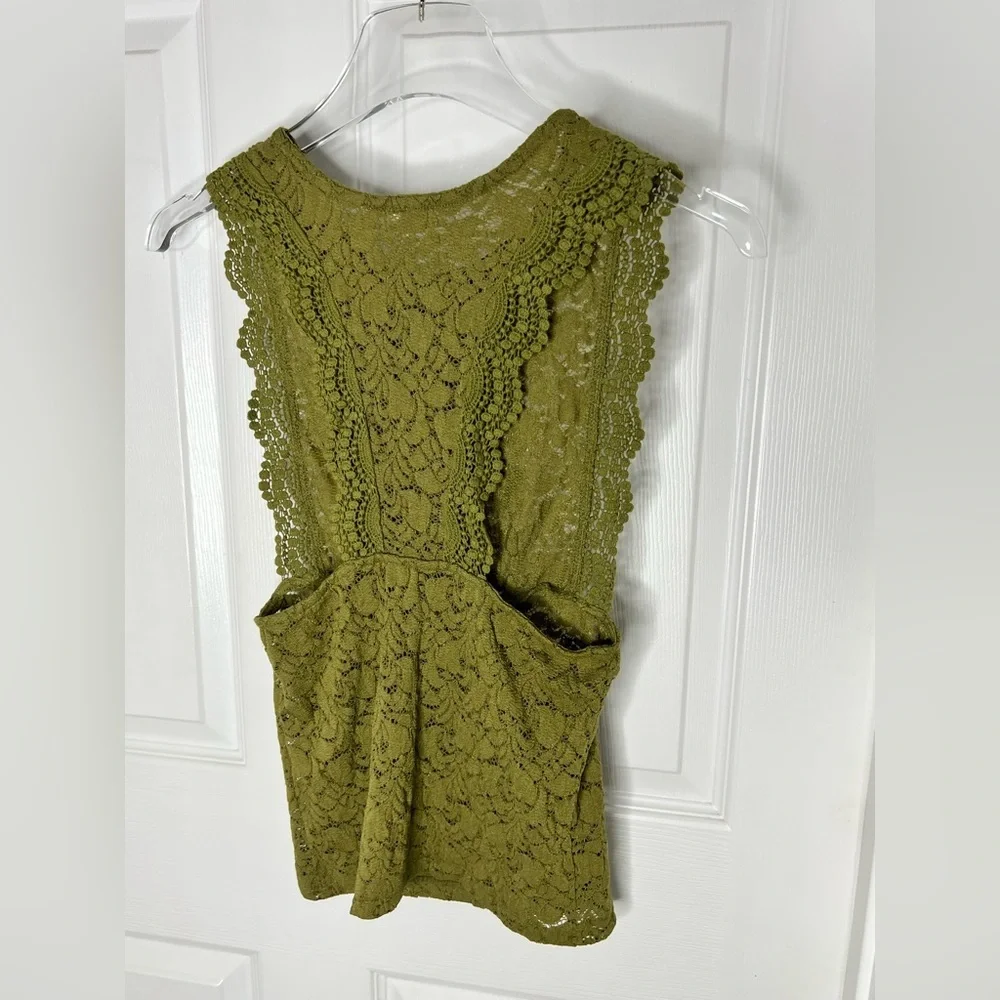 Free People Lace Green Top Sz S
